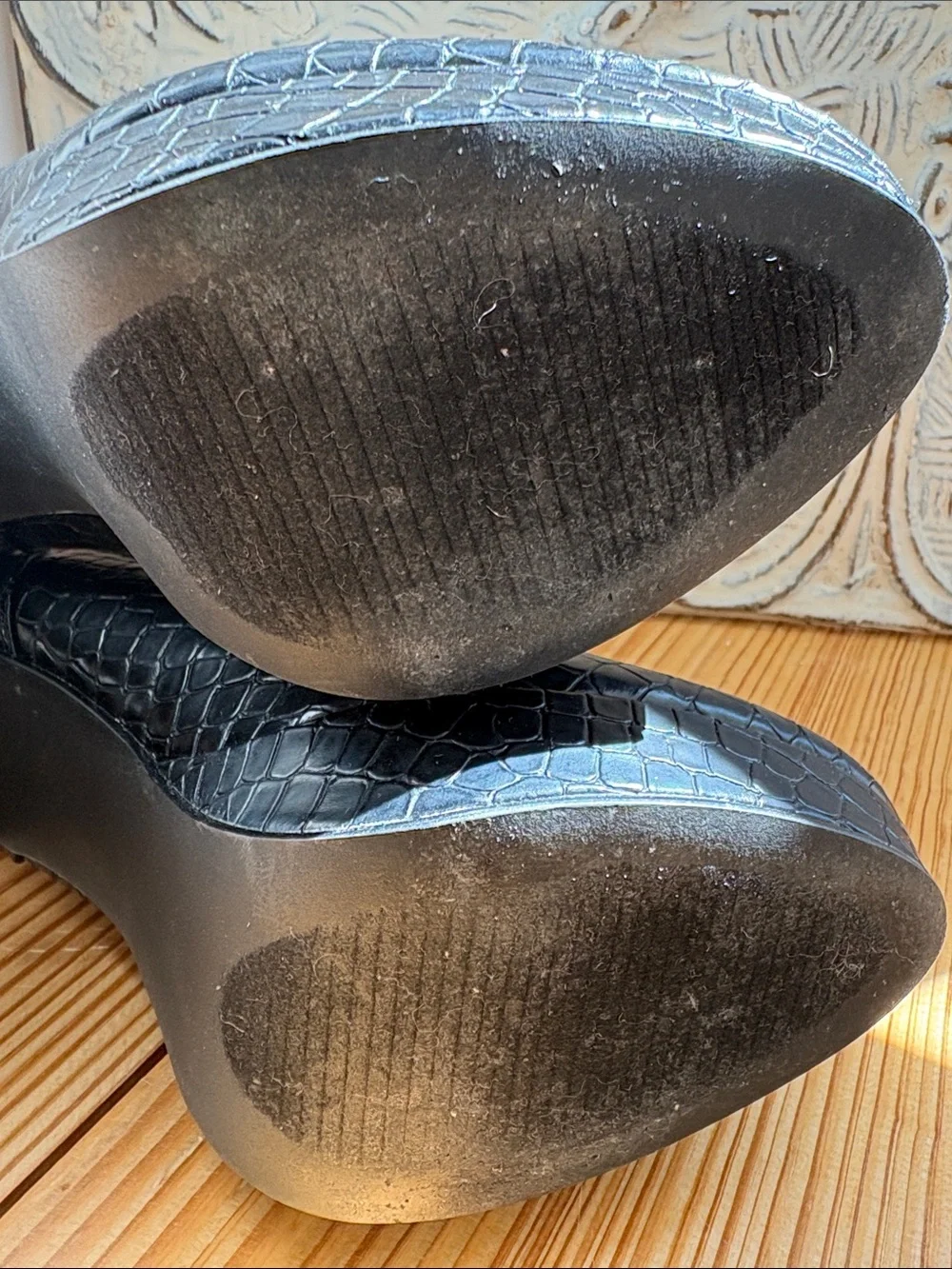 Black Reptile/Snake Embossed Platform Chelsea Ankle Boots